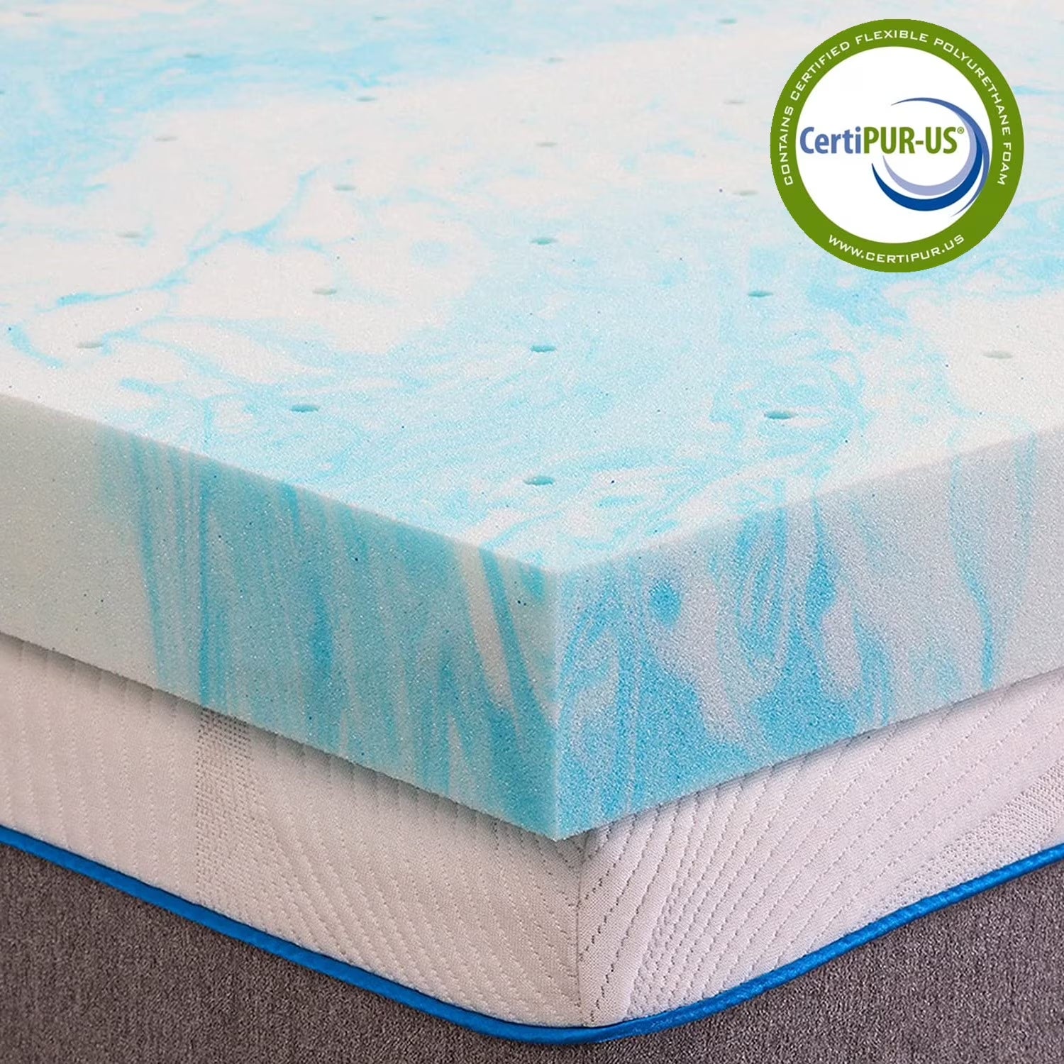 Gel Memory Foam Mattress Topper, Queen Size, 2 Inch, for Pressure Relief