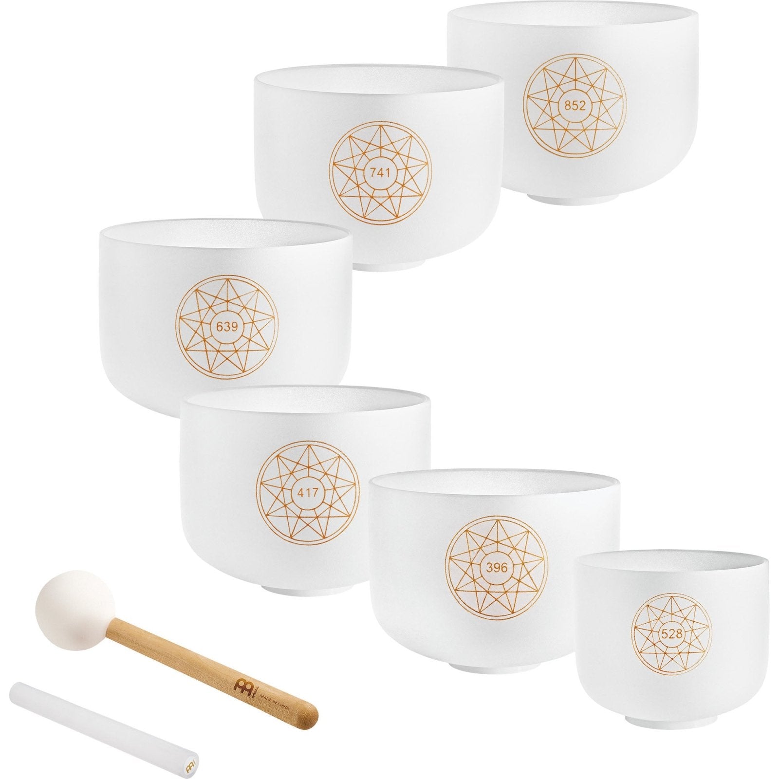 Solfeggio Crystal Singing Bowl Set | 6-Piece Quartz
