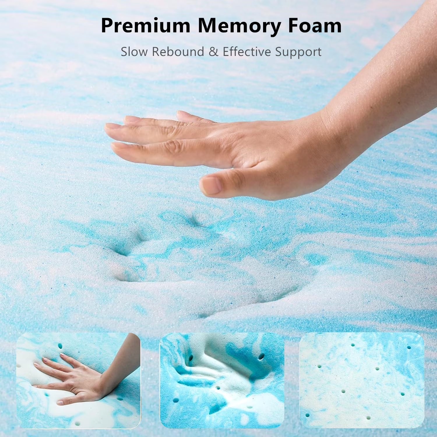 Gel Memory Foam Mattress Topper, Queen Size, 2 Inch, for Pressure Relief