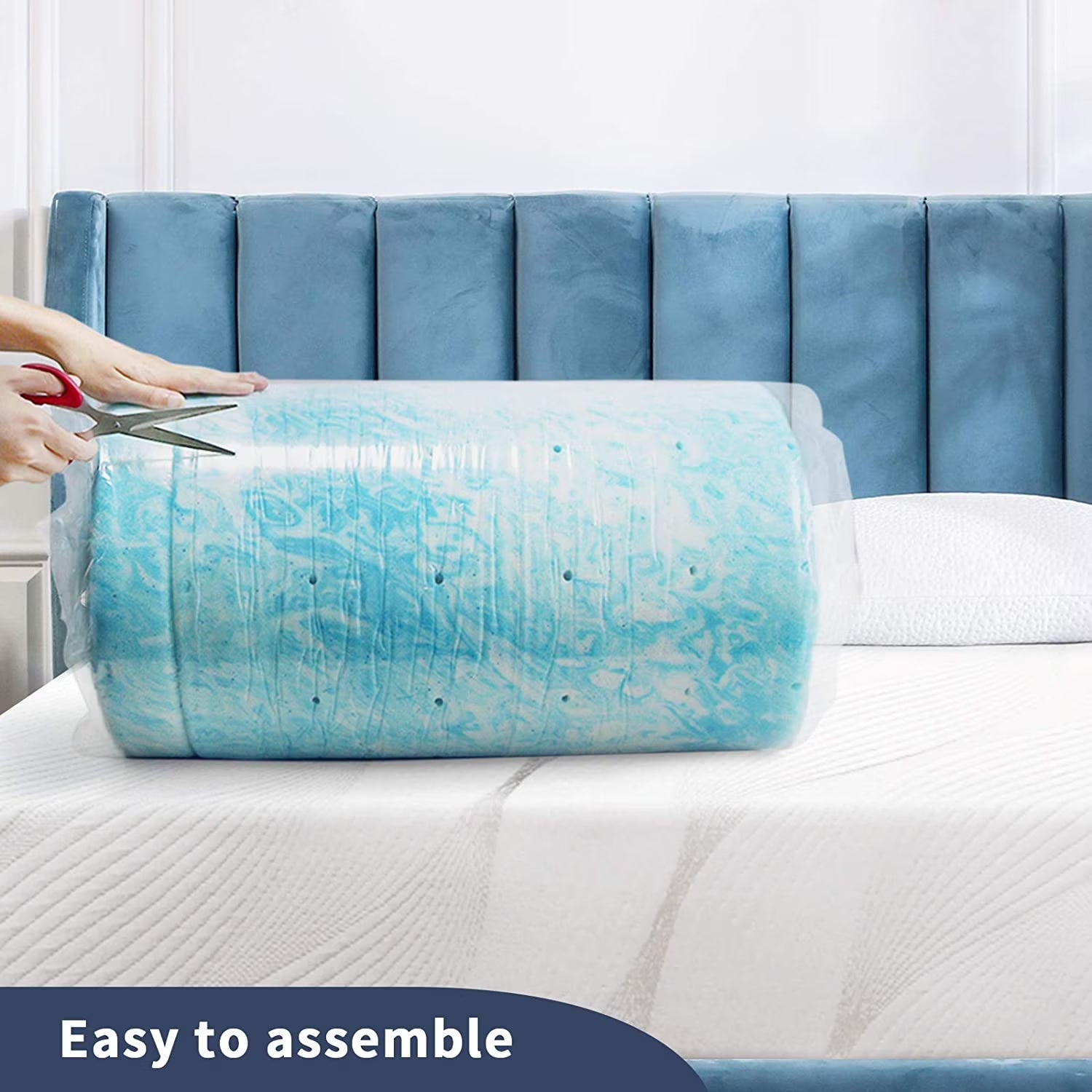 Gel Memory Foam Mattress Topper, Queen Size, 2 Inch, for Pressure Relief