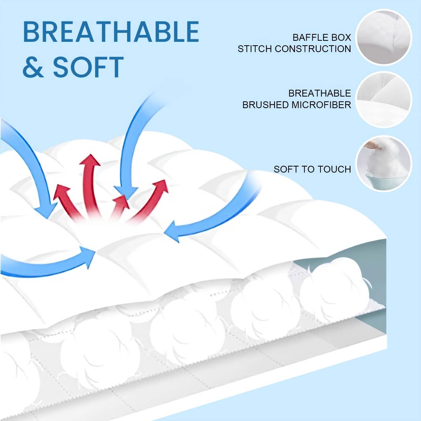 Extra Thick Mattress Topper | Soft Cotton Quilted Pad