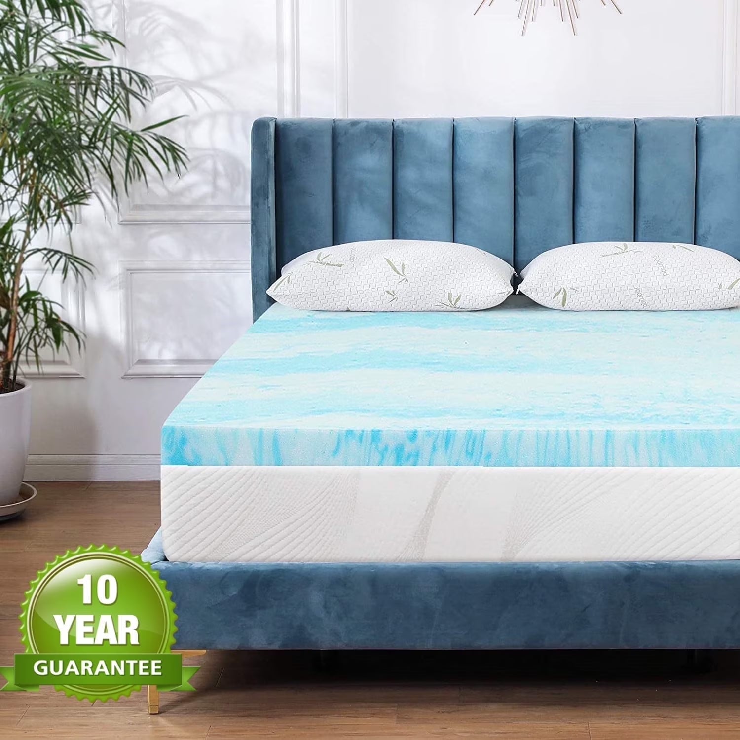 Gel Memory Foam Mattress Topper, Queen Size, 2 Inch, for Pressure Relief